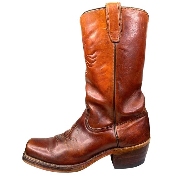 Vintage 70’s Sears Men’s Brown Leather Campus Style Cowboy Boots Size US 8 D main image 5